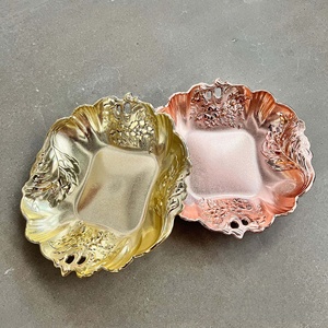 11 "or Double placage courtois irrégulière dentelle squelette motif Floral plateau décor fruits <span class=keywords><strong>plat</strong></span> bol décoratif chargeur assiette - Product Image 1