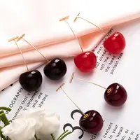 2022 горячая распродажа Новое поступление эффектные красные и желтые 6 цветов полимерные Акриловые Длинные вишневые серьги с фруктами