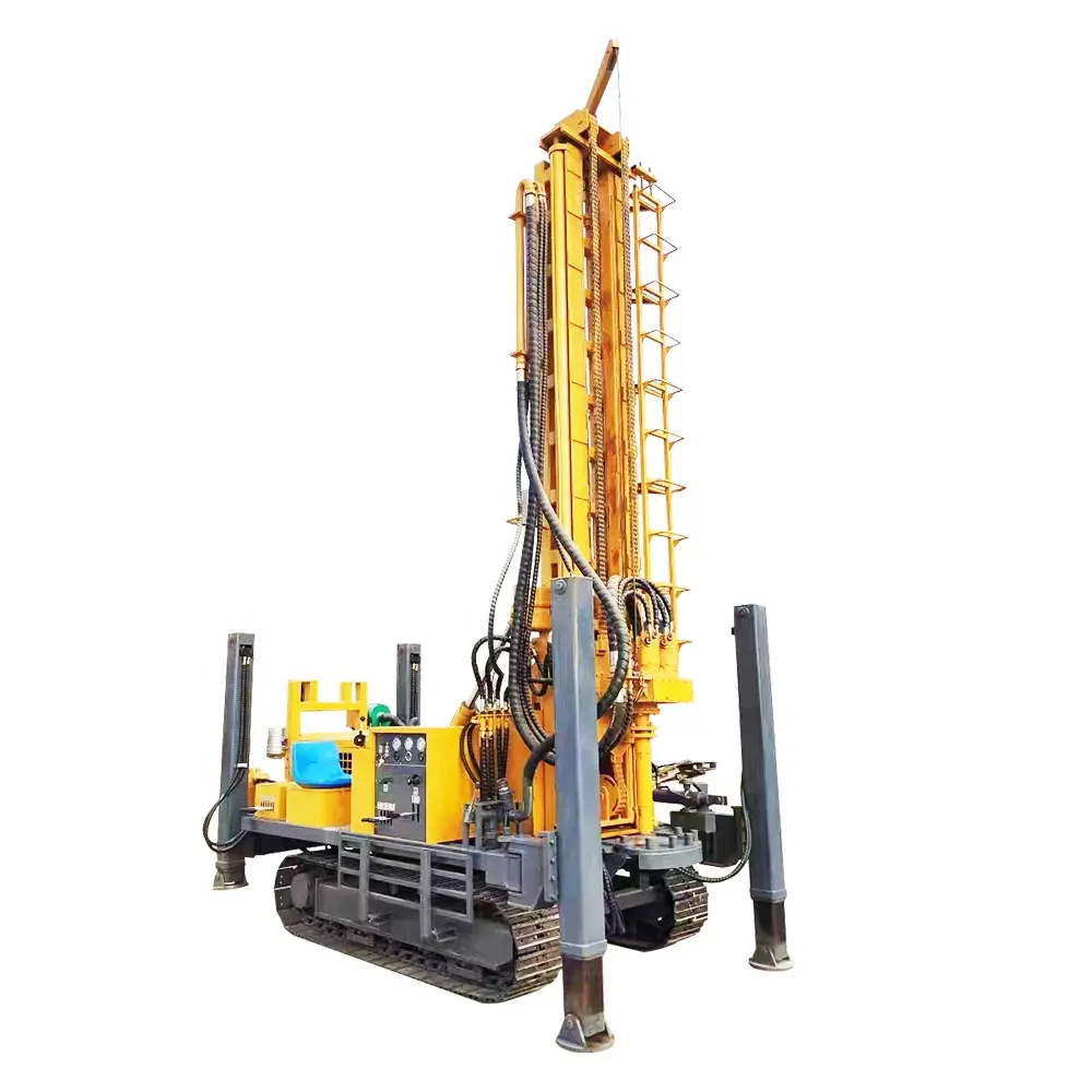 500m pipe flexible handling crawler mounted air mud water well drilling rig drilling machine