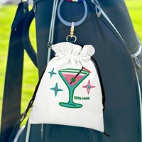Sac de golf en cuir avec cordon de serrage, broderie multi-éléments, imperméable, couleur et taille personnalisables, sac de taille portable pour balles de golf