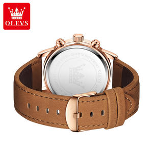 2912 Oem Custom Luxury Brand Fashion Moon Phase Genuine <b>Leather</b> Strap Multifunctional Chronograph Quartz Watch for Man - Product Image 4