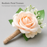 Boutonnière artificielle multicolore en forme de rose, broche de simulation florale pour le marié, les invités, les banquets de mariage, les fiançailles, les cérémonies et les fêtes