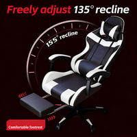 Chaise de jeu ergonomique en cuir PU pour bureau de gaming, avec fonction massage, pour PC et ordinateur – Sillas Gamer Pro