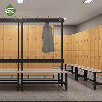 Armoires de rangement modernes Cartmay pour salle de sport, hôpital, personnel, avec 6, 9 ou 15 portes, en HPL imperméable, avec banc et boîtes à chaussures