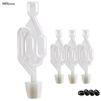 3pc Bulles de sas en plastique sans BPA pour la fermentation Œillets de couvercle de fermenteur en silicone noir 3/8 "ID avec bouchon en caoutchouc #6 trous