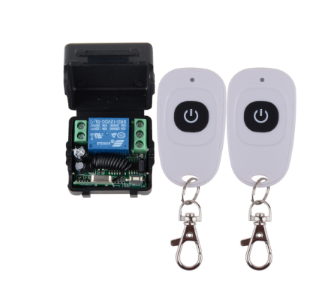 Transmitter Receiver 12V 1CH RF Wireless Remote Control Switch With 2PCS White 1 Button Controllers IN 433MHZ