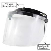 Nouveaux casques de moto rétro universels à 3 clips, coque en PC, visière rabattable, utilisation toutes saisons, fermeture rapide