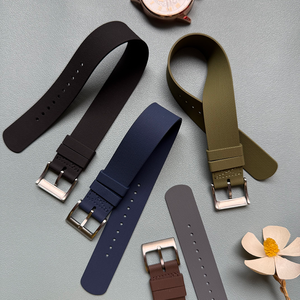 Nouveau style FKM bracelet de montre en caoutchouc à passage unique personnalisé une pièce 20mm <span class=keywords><strong>21mm</strong></span> 22mm bracelet de montre réglable confortable avec toile à voile - Product Image 2