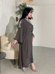 Jalabiya Islámica, Caftán Marroquí, Elegante Vestido Abaya de Dubái, Modesto Vestido Árabe Musulmán con Encaje para Mujer, Conjunto para Ramadán - Product Image 4