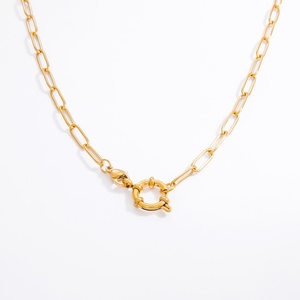 Collar de Acero Inoxidable con Baño de Oro de 18K, Diseño Moderno con Cierre de Resorte, de Alta Gama, Resistente a la Decoloración, Hecho a Mano, Joyería DIY para Mujer - Product Image 5
