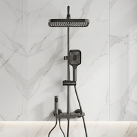 Ensemble de douche mural gris chromé avec affichage numérique LED, design de luxe, finition biseautée, garantie cinq ans, produits de qualité