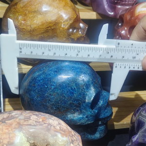 Kindfull Natural Star Rose Quartz Skulls Blue Apatite Druzy Human Skulls Crystal Home Decor para Halloween Healing Stones - Product Image 5