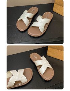 Balakon Zapatos de mujer con punta abierta de PU, impermeables, para todas las estaciones, antideslizantes, sin cordones, planos, informales, para exteriores, color blanco EVERGREEN - Product Image 2