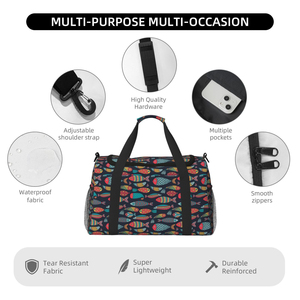 Bolsa Deportiva Unisex con Diseño de Peces de Dibujos Animados, Bolsa de Viaje de Gran Capacidad (20-30L), Cierre de Cremallera, Material de Poliéster, Estilo Casual - Product Image 4