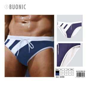 Costume da bagno da uomo Buonic, pantaloncini da surf con coulisse a righe bianche e blu navy, taglie M L XL XXL, per l'estate e la spiaggia - Product Image 1
