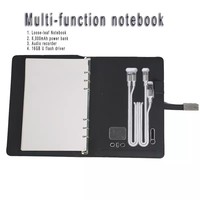 Nouveauté : Chargeur sans fil en cuir PU, batterie externe, carnet de notes, agenda avec lecteur de carte USB