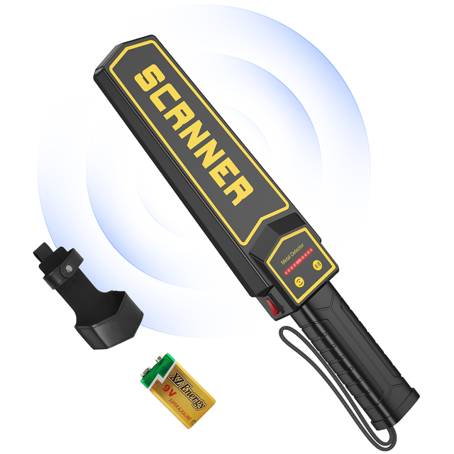 High Sensitivity Portable Metal Detector with Green Red LED Indicators Lightweight AA Battery 9V 1 Year Warranty OEM