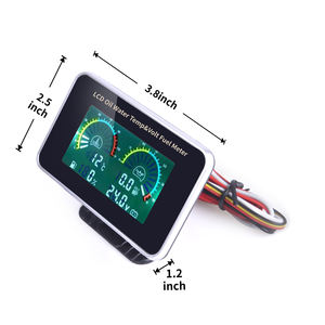 ユニバーサル12V/24V 4-in-1 LCD油圧電圧計ボルト水温オイル燃料計10mm温度センサー車トラック新品 - Product Image 3