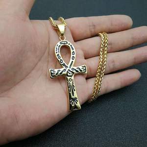 GT-colgante de llave egipcia antigua, collar de acero inoxidable, joyería de Hip Hop, Cruz, collares de hipoglifo - Product Image 4