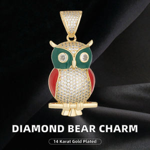Colgante de Búho Chapado en Oro con Zirconia, Joyería de Latón con Diseño de Animal para Regalo Unisex en Fiestas FLY - Product Image 2