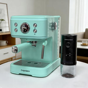 Cafetera Moderna con Molinillo Integrado 04E, Máquina de Espresso Eléctrica Semiautomática con Sistema de Agua Caliente y Espumador de Leche para el Hogar - Product Image 1