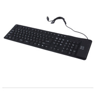 Keyboard lipat silikon 109 kunci, ultra-tipis, operasi membran kabel USB, desain senyap tahan air untuk komputer PC & Laptop