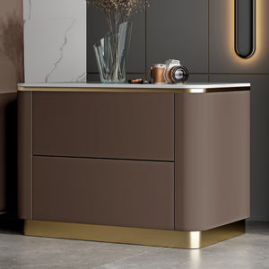 Akıllı ışık Modern İtalyan tarzı doğal gece standı özel başucu masa yatak odası ev başucu masa 2 çekmeceli - Product Image 2