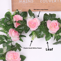 Guirlande de fleurs artificielles en soie, roses rouges, feuilles vertes, pour arche de mariage, décoration murale florale, vente en gros