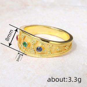 Anello T0314 con Gemma Dorata, Motivo a Stella, Incastonatura a Castone, Zircone, Unisex, per Uso Quotidiano, Anelli Raffinati - Product Image 4