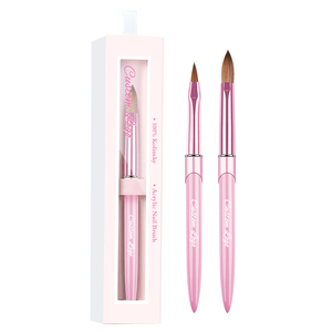 Pincel de Uñas Acrílico de Alta Calidad con Mango Metálico Rosa, Pincel de Pelo Natural Kolinsky Personalizado para Uñas Acrílicas - Product Image 1