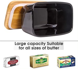 Portaburro in Ceramica con Logo Personalizzato e Coperchio in Bambù, Coltello Incluso, OEM ODM, Vendita all'Ingrosso, Contenitore per Burro da Cucina, Regalo, Fornitore Diretto di Fabbrica - Product Image 2
