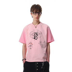 Camiseta de Hombre con Estampado de Personajes Hip Hop <span class=keywords><strong>Kuso</strong></span>, Transpirable, de Corte Holgado, Manga Corta, Cuello Redondo, Algodón Puro, Informal, para Verano - Product Image 1