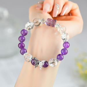 Vente en gros naturel blanc Asay améthyste or avalant bracelet de bête bracelet papillon original - Product Image 1