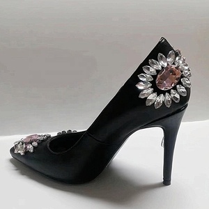 Colorful Rhinestones Thin Heels Women Dress Shoes Chic High-heeled <b>Pumps</b> Pointy Toe Mixed Flower Diamonds Stiletto - Product Image 2