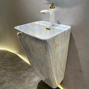 Lavabo mural de salle de bain de haute qualité, vasque en céramique rectangulaire suspendue au mur, équipement sanitaire - Product Image 2