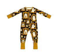 Pyjama bébé Jaye Halloween en bambou, combinaison zippée, coutures plates anti-griffures, vente en gros