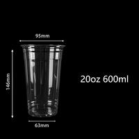 Op maat bedrukte 12oz 16oz 20oz 95mm transparante wegwerp PET koffiebekers met deksel zonder rietje