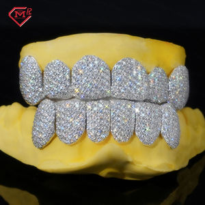 แผ่นโลหะเงิน VVS <span class=keywords><strong>Moissanite</strong></span> grillz 10อันดับแรก925ฮิปฮอปแบบผ่าน10ชิ้นล่างสำหรับผู้ชาย - Product Image 1