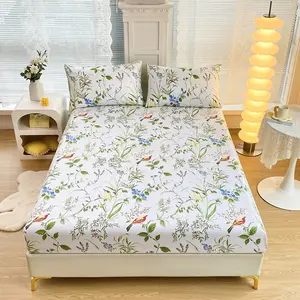 Conjunto de lençóis de microfibra floral para cama, lençol de tamanho king size, capa de edredom floral botanicals