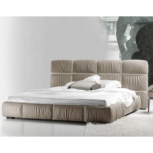 Lit plateforme bas capitonné <span class=keywords><strong>de</strong></span> <span class=keywords><strong>luxe</strong></span> <span class=keywords><strong>Paris</strong></span>, meubles <span class=keywords><strong>de</strong></span> chambre à coucher modernes, lit double taille king queen - Product Image 1