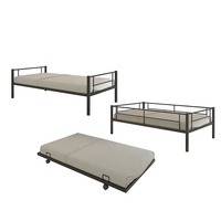 Lit double superposé moderne avec gigogne Cadre en métal noir robuste pour adultes adolescents garçons filles Lit superposé moderne élégant Utilisation dans la chambre à coucher