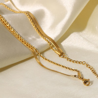 Collier à double couche en acier inoxydable avec chaîne torsadée en or 18 carats pour femmes et filles