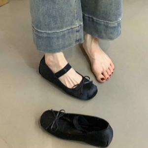 Mary Jane รองเท้าใส่ในตอนเย็น, 2024<span class=keywords><strong>ซาติน</strong></span>สไตล์ฝรั่งเศสใหม่หรูหราพร้อมกระโปรงเพิ่มความสูง - Product Image 3