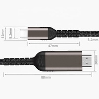 1.8M 4K 60HZ USB 3.1 USB-C Type C vers HDMI Câble HDTV Adaptateur connecter téléphone portable au câble TV