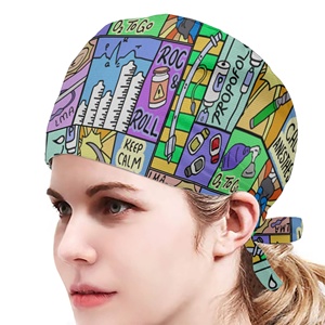 Gorro de operación Gorros Enfermera Sudor Absorbente Envoltura de cabeza Quirúrgico Anti Sucio Algodón Sala DE OPERACIONES Impresión Sombrero suave Regalo - Product Image 6