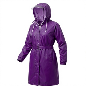 Impermeable para Mujer con Capucha, Cortavientos con Visera Transparente, Cinturón y Mangas Largas, Protección contra la Intemperie para Exteriores - Product Image 1