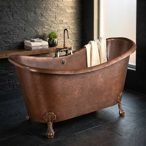 Rustic Copper Oval <b>Bathtub</b> Freestanding Claw Foot Soaker Tub Handmade Deep Bath Basin <b>for</b> Hotel Use-Indian Home Crafts - Product Image 3