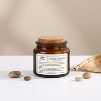 Bougie parfumée artisanale en cire de soja ambre verte, pot en verre avec couvercle en liège, écologique, 85g 3oz, pour Diwali et Pâques
