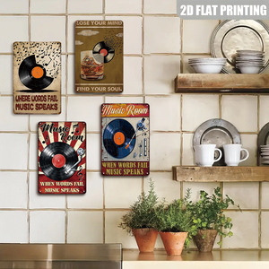 Donde las palabras no llegan, la música lo hace: Letreros de metal retro para decoración de pared de bares y pubs - Product Image 3