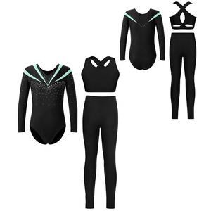 Justaucorps de gymnastique pour filles de 6 à 16 ans, tenue de danse, tenue de patinage artistique, justaucorps avec veste et legging pour costume de danse lyrique - Product Image 4